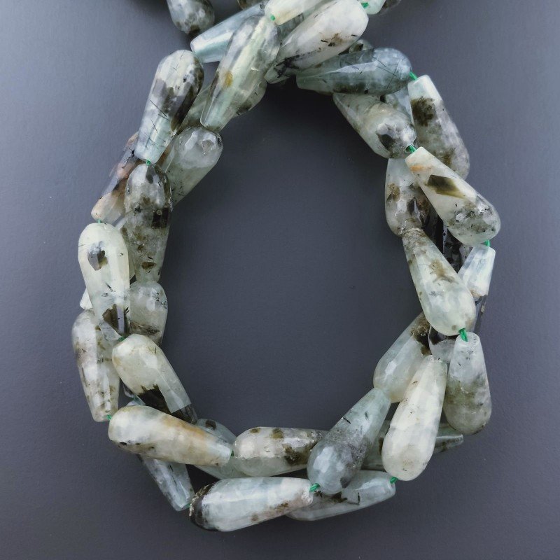 Prenite Naturale in Perline Forma Goccia Tondo Sfaccettato Foro Passante 08X20mm Prenite Naturale in Perline Forma Goccia Tondo Sfaccettato Foro Passante 08X20mm