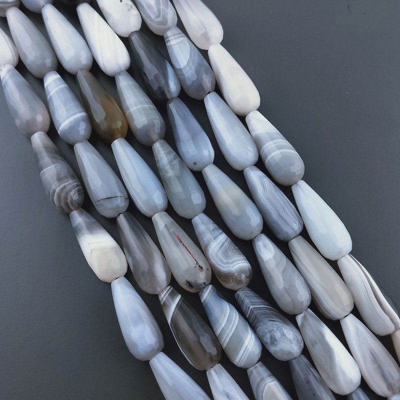 Agata Botswana Naturale Perline Forma Goccia Tondo Sfaccettato Foro Passante 20x8mm