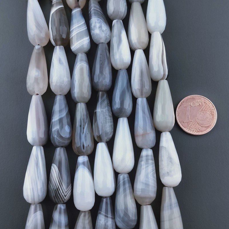Agata Botswana Naturale Perline Forma Goccia Tondo Sfaccettato Foro Passante 20x8mm