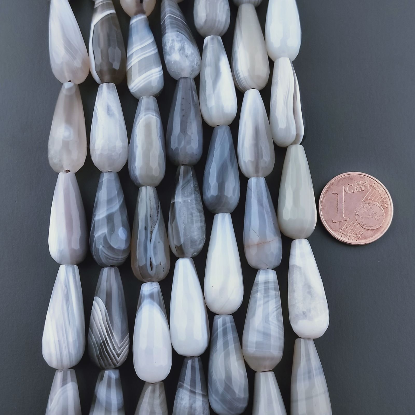 Agata Botswana Naturale Perline Forma Goccia Tondo Sfaccettato Foro Passante 20x8mm