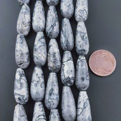 Agata Fossile Naturale Perline Forma Goccia Tondo Sfaccettato Foro Passante 20x8mm