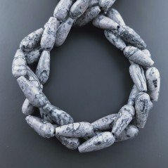 Agata Fossile Naturale Perline Forma Goccia Tondo Sfaccettato Foro Passante 20x8mm