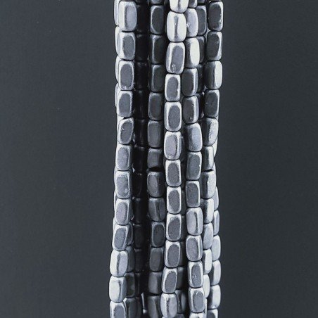 Ematite Perline Forma Cilindro Pepite Liscio Satinato-Matte Foro Passante 02x03mm-Argentato