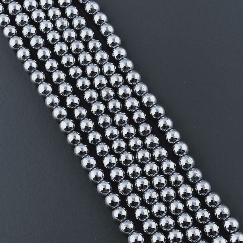 Ematite Argentato Perline Forma Tondo Liscio 03mm