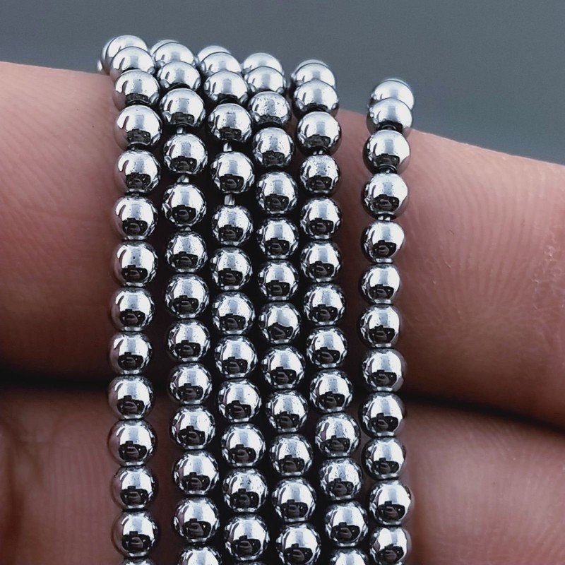 Ematite Argentato Perline Forma Tondo Liscio 03mm