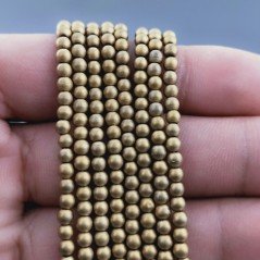 Ematite Dorato Perline Forma Tondo Liscio Satinato-Matte 03mm