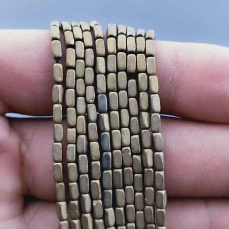 Ematite Perline Forma Cilindro Pepite Liscio Satinato-Matte Foro Passante 02x04mm-Dorato