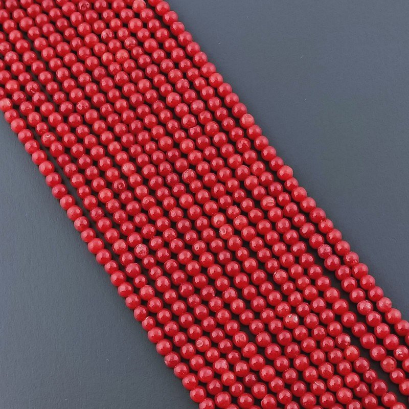 Corallo Bamboo Rosso Perline Forma Tondo Liscio 02mm
