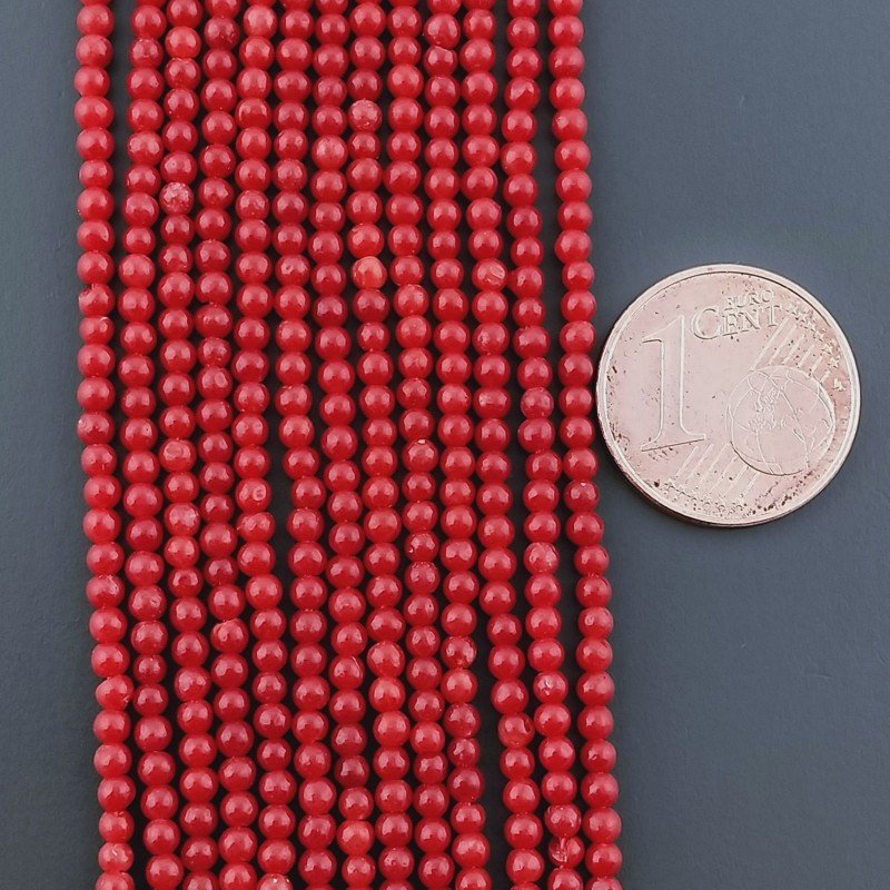 Corallo Bamboo Rosso Perline Forma Tondo Liscio 02mm
