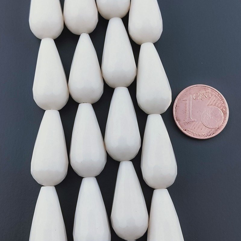 Resina Beige in Perline Forma Goccia Tondo Sfaccettato Foro Passante 20x10mm