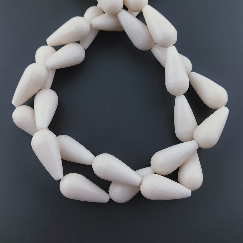 Resina Beige in Perline Forma Goccia Tondo Sfaccettato Foro Passante 20x10mm