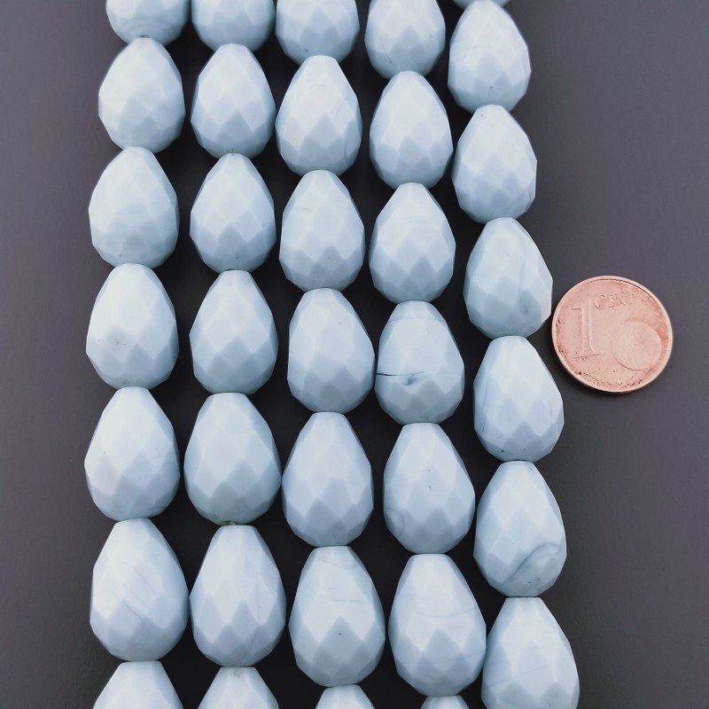Agata Celeste Perline Forma Goccia Tondo Sfaccettato Foro Passante 10X16mm Agata Celeste Perline Forma Goccia Tondo Sfaccettato Foro Passante 10X16mm