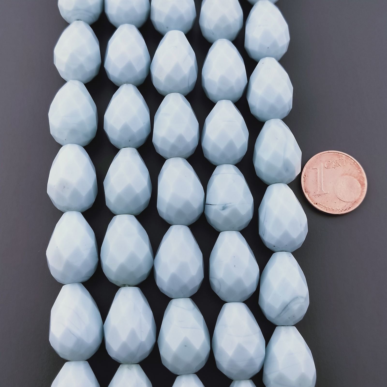 Agata Celeste Perline Forma Goccia Tondo Sfaccettato Foro Passante 10X16mm