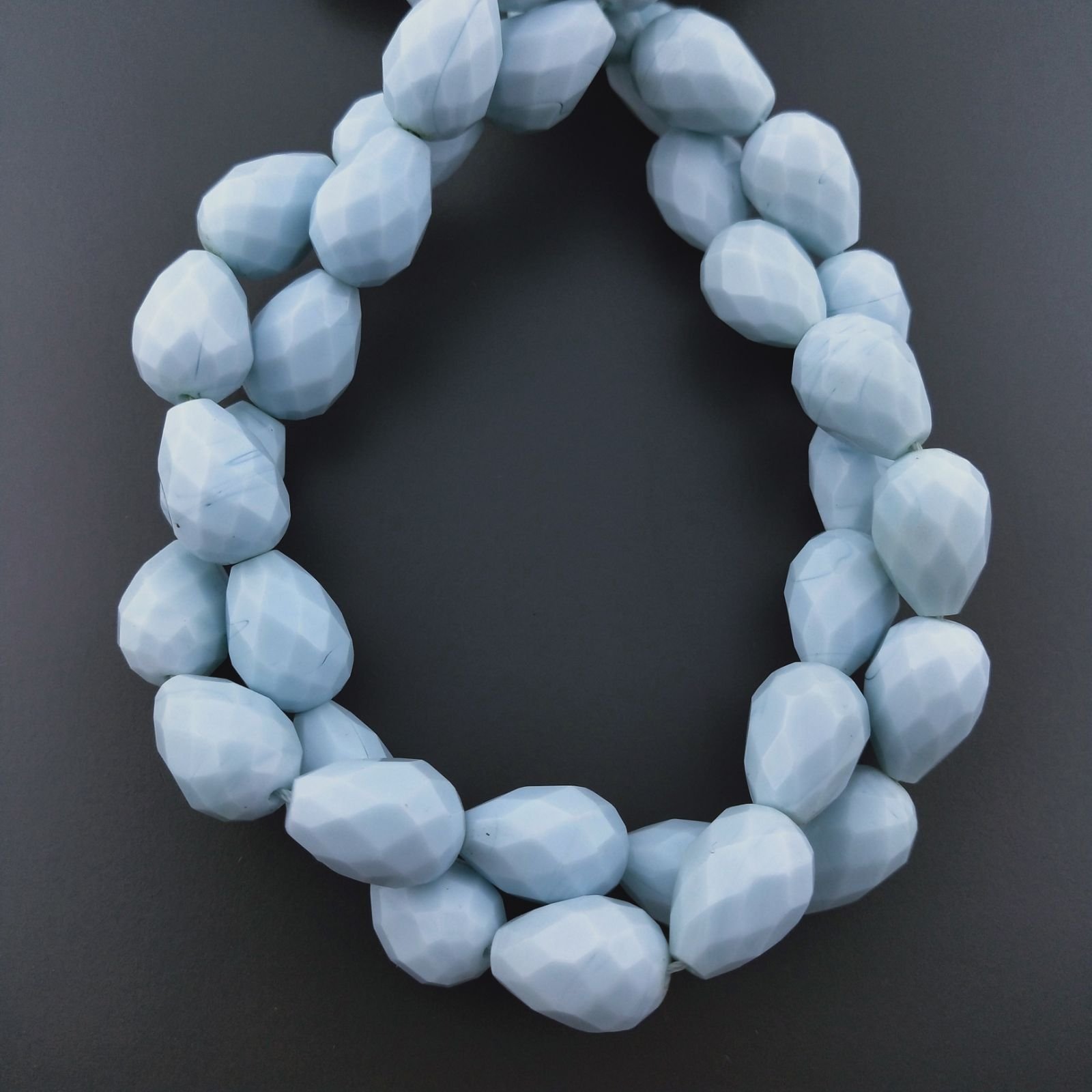 Agata Celeste Perline Forma Goccia Tondo Sfaccettato Foro Passante 10X16mm