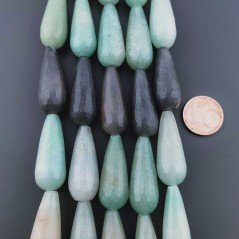 Avventurina Multicolore Naturale Perline Forma Goccia Tondo Sfaccettato Foro Passante 11x28mm