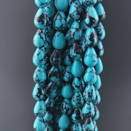 Pasta Di Turchese Sfumata Perline Forma Goccia Tondo Liscio Foro Passante 10X14mm