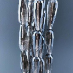 Quarzo Fume Naturale in Perline Forma Goccia Tondo Sfaccettato Foro Passante 30x10mm
