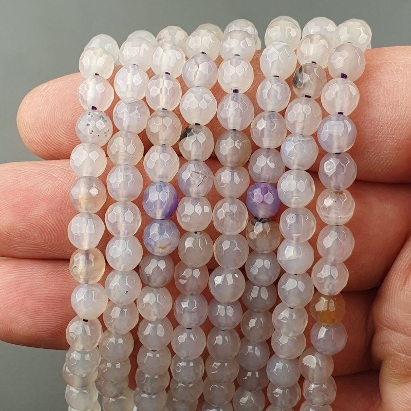 Agata Brasiliana Viola Sfumato Perline Forma Tondo Sfaccettato 06mm