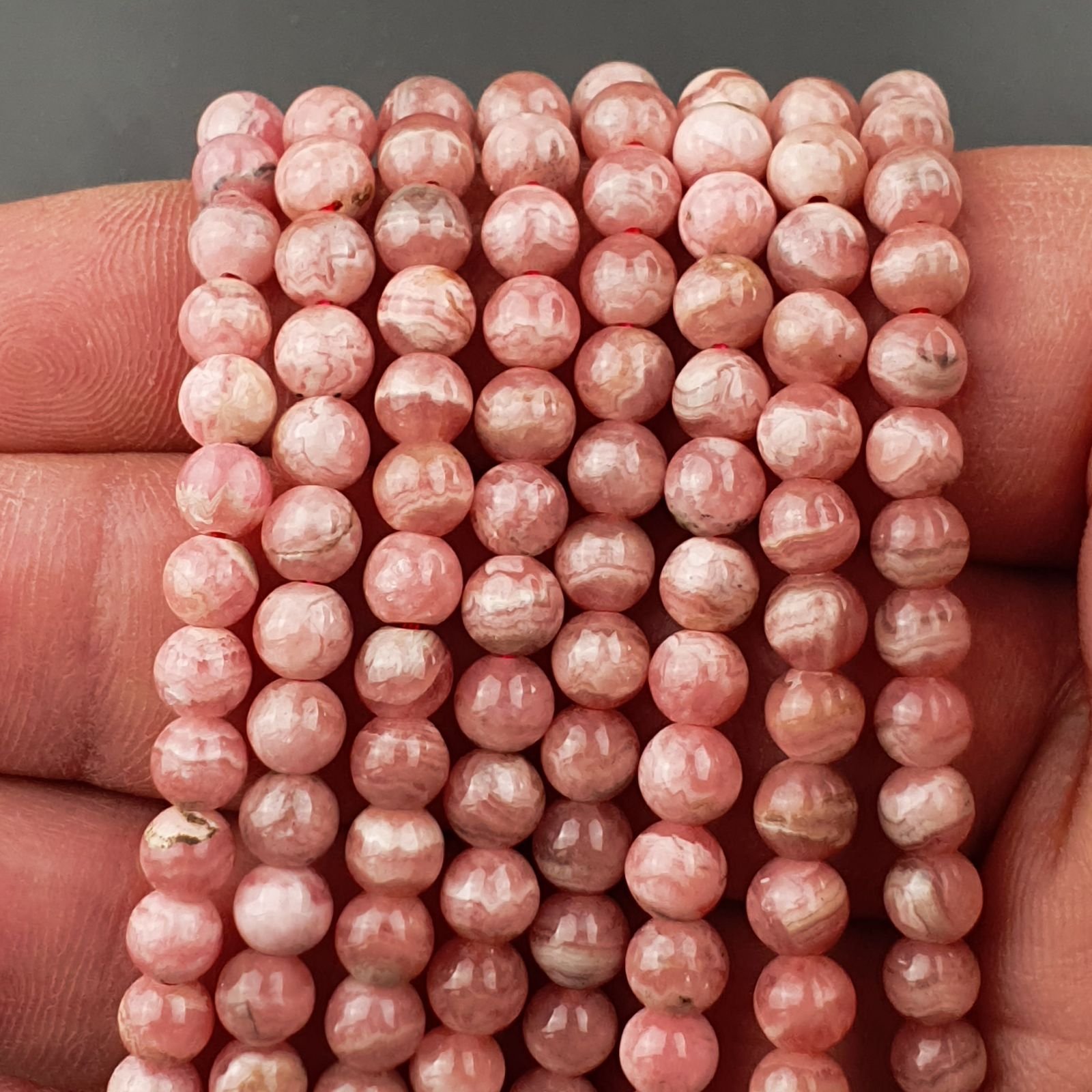 Rhodocrosite Naturale Perline Forma Tondo Liscio 06mm