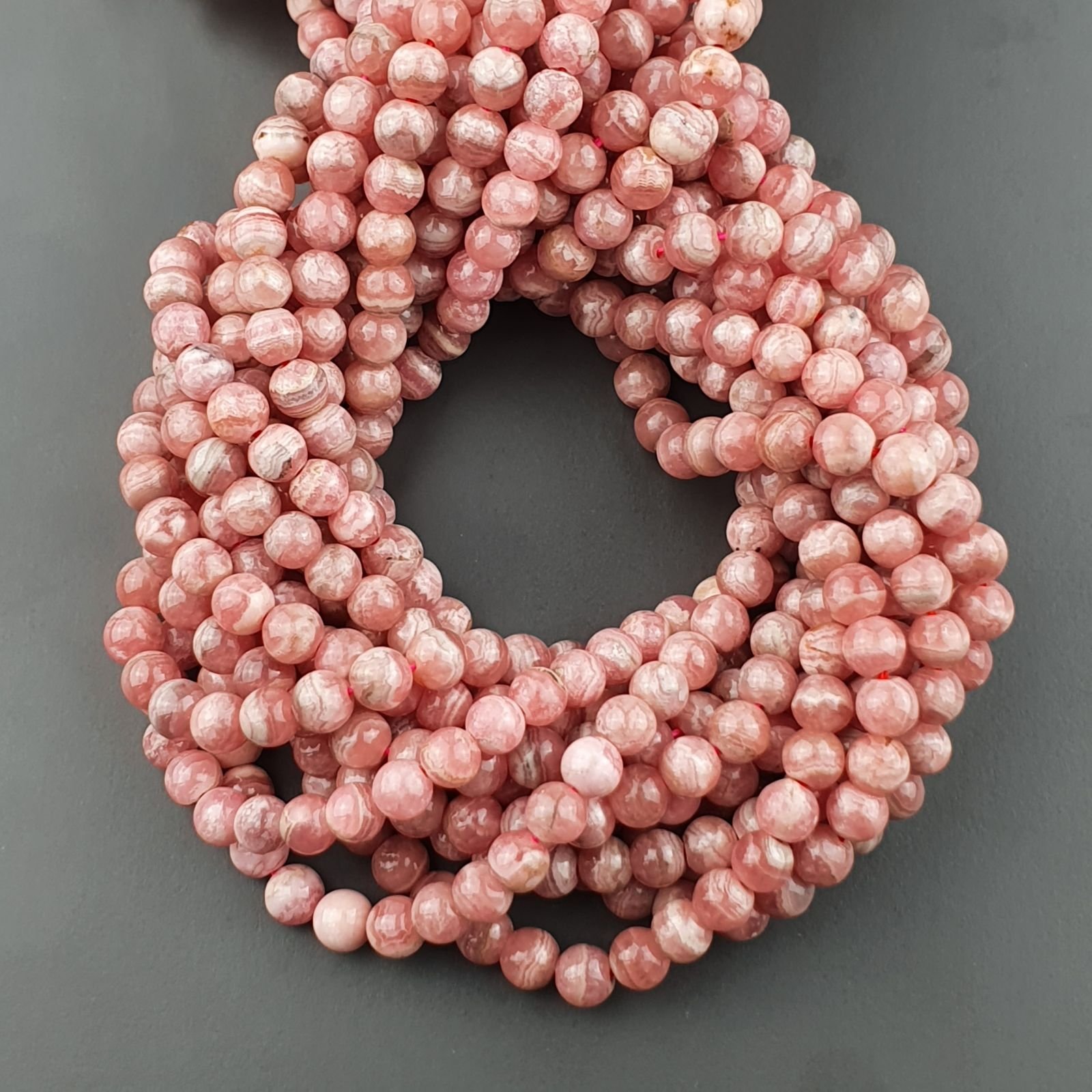 Rhodocrosite Naturale Perline Forma Tondo Liscio 06mm