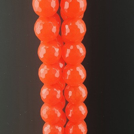 Giada Arancio Fluo Perline Forma Tondo Sfaccettato 12mm