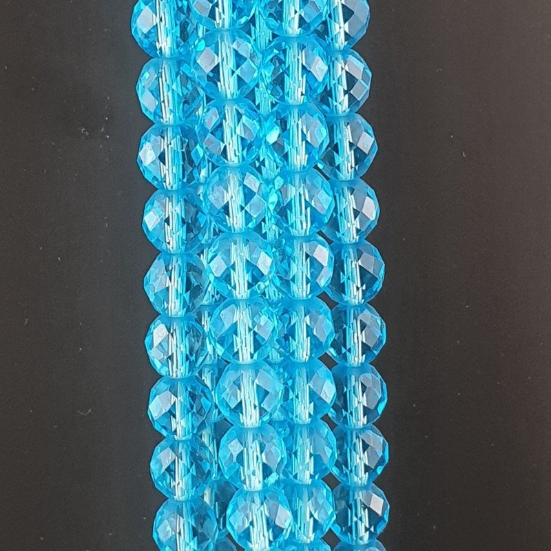 Cristallo Azzurro Perline Forma Tondo Sfaccettato 08mm