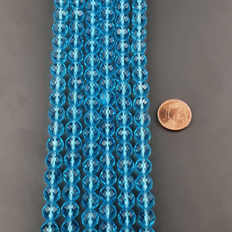 Cristallo Azzurro Perline Forma Tondo Sfaccettato 08mm