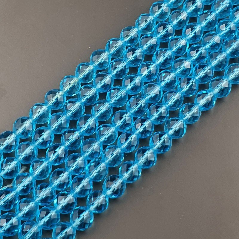 Cristallo Azzurro Perline Forma Tondo Sfaccettato 08mm