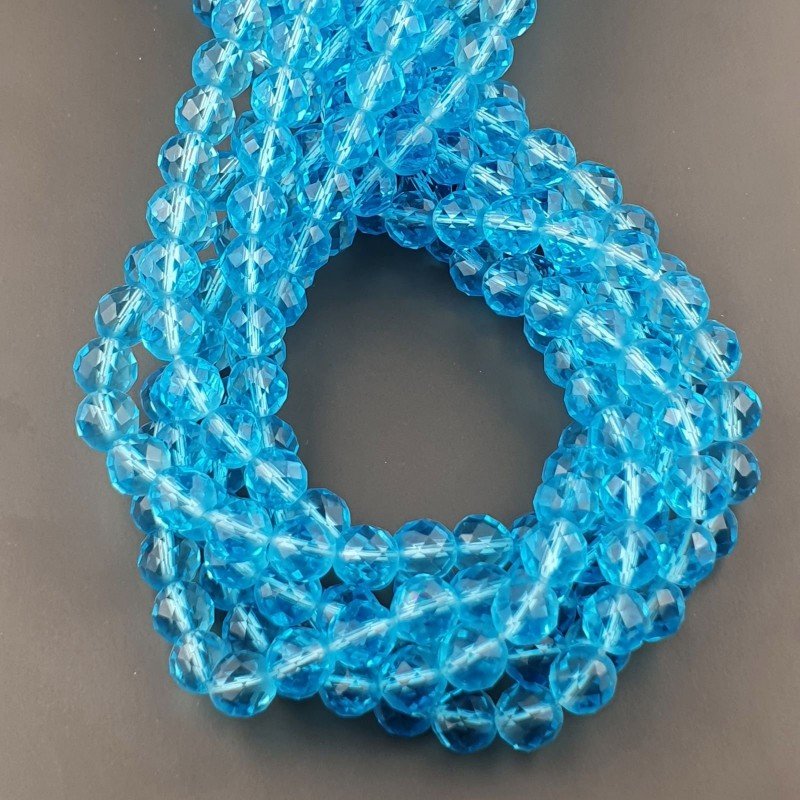 Cristallo Azzurro Perline Forma Tondo Sfaccettato 08mm