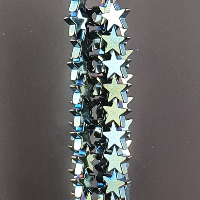 Ematite Verde Mistico Perline Forma Stella Piatto Liscio Foro Passante 08mm
