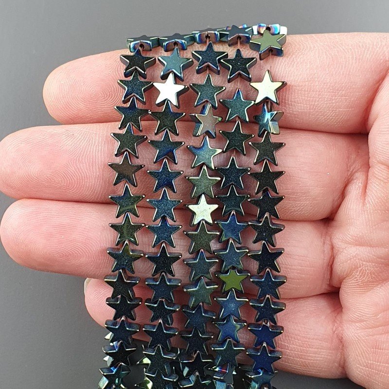Ematite Verde Mistico Perline Forma Stella Piatto Liscio Foro Passante 08mm