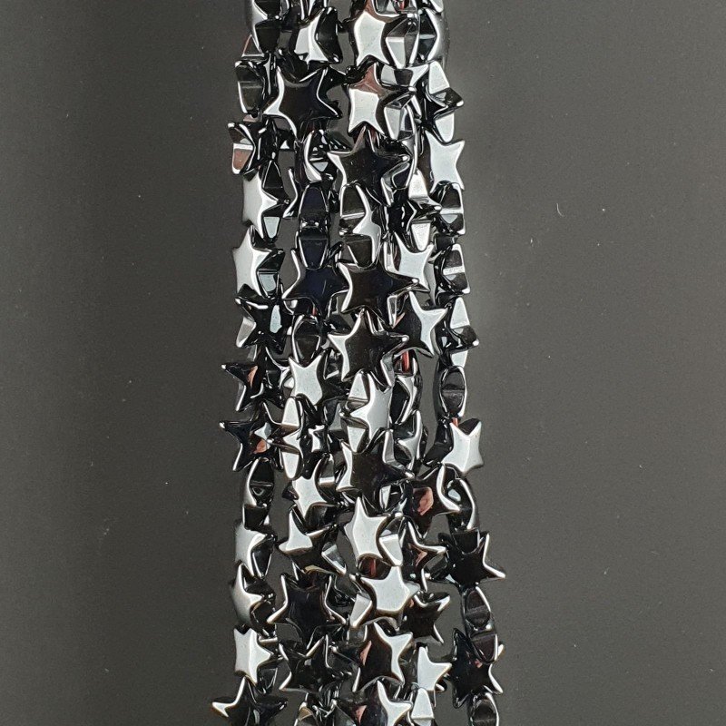 Ematite Naturale Perline Forma Stella Piatto Liscio Foro Passante 08mm