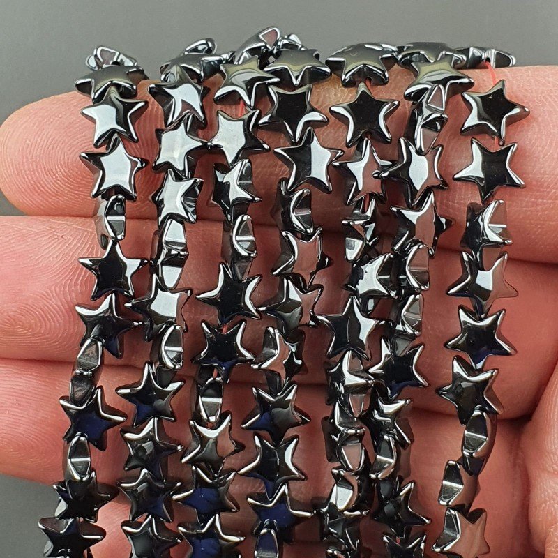 Ematite Naturale Perline Forma Stella Piatto Liscio Foro Passante 08mm