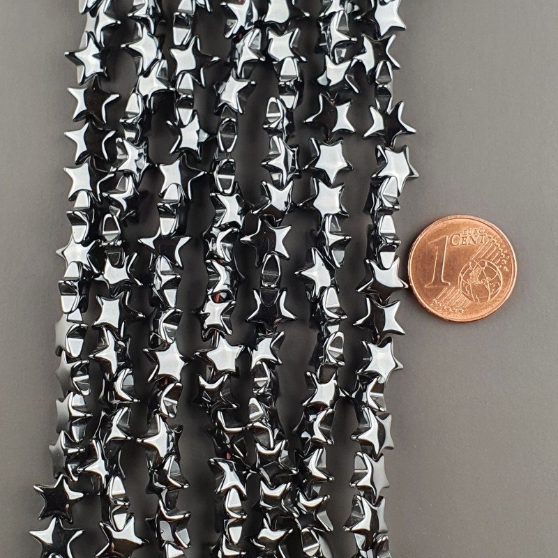 Ematite Naturale Perline Forma Stella Piatto Liscio Foro Passante 08mm
