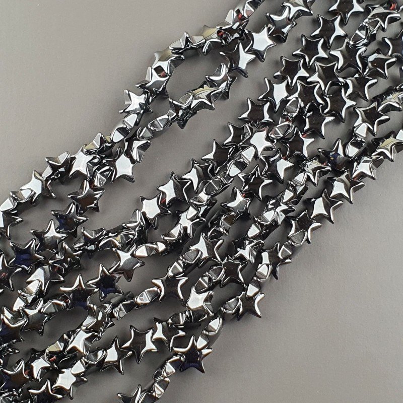 Ematite Naturale Perline Forma Stella Piatto Liscio Foro Passante 08mm