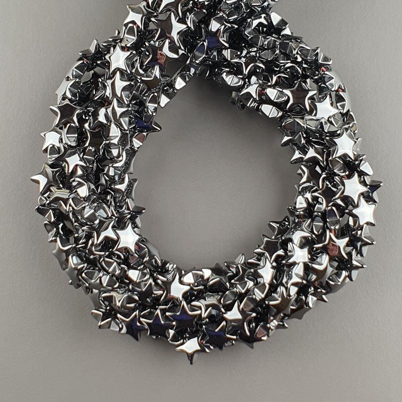 Ematite Naturale Perline Forma Stella Piatto Liscio Foro Passante 08mm