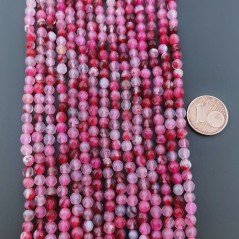 Agata Brasiliana Fucsia Sfumato Perline Forma Tondo Sfaccettato 04mm