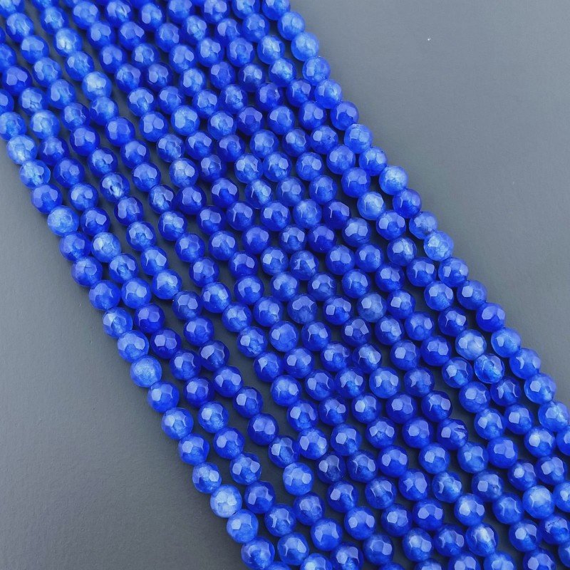 Giada Blu Perline Forma Tondo Sfaccettato 04mm