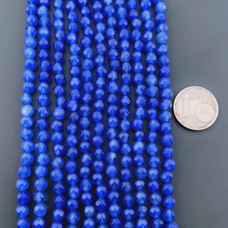 Giada Blu Perline Forma Tondo Sfaccettato 04mm