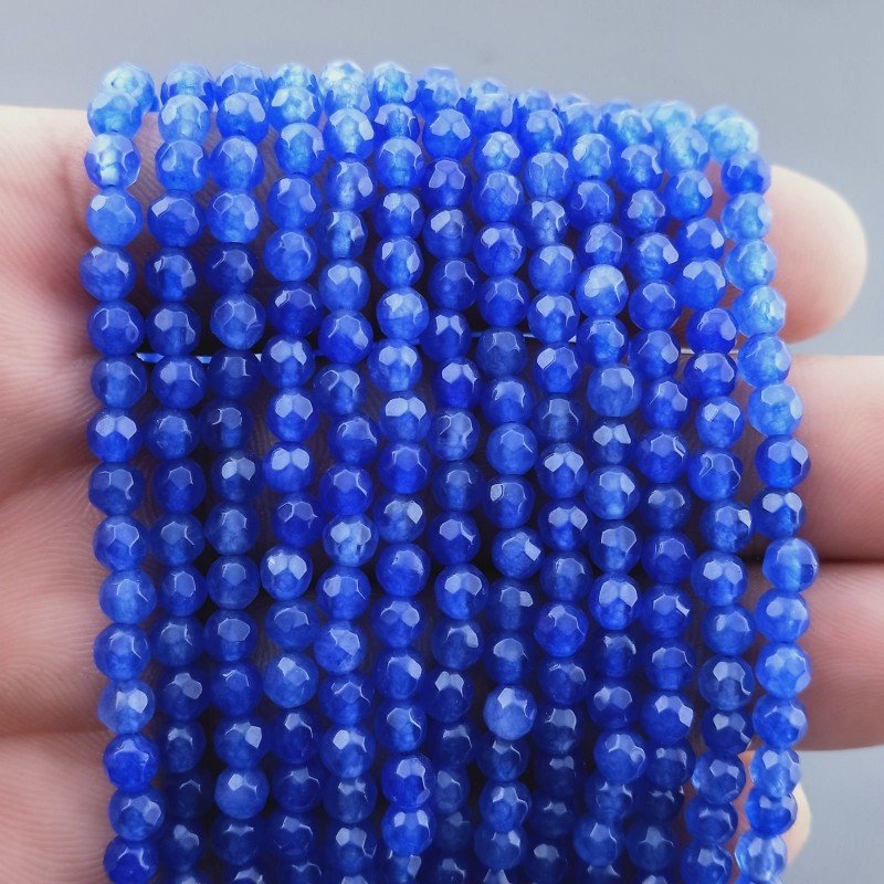 Giada Blu Perline Forma Tondo Sfaccettato 04mm