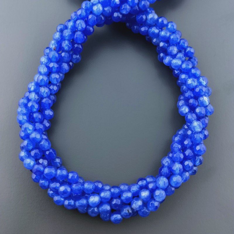 Giada Blu Perline Forma Tondo Sfaccettato 04mm