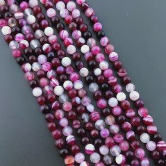 Agata Brasiliana Fucsia Striata Perline Forma Tondo Liscio 04mm