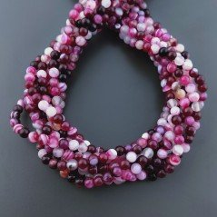 Agata Brasiliana Fucsia Striata Perline Forma Tondo Liscio 04mm