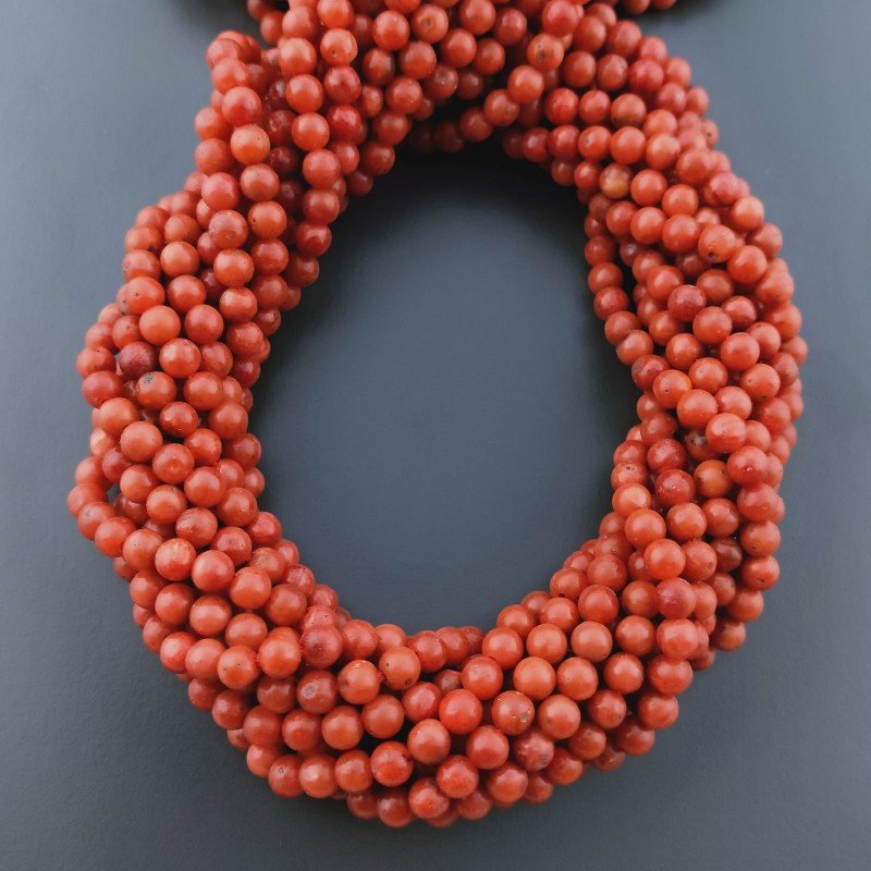 Corallo Madrepora Perline Forma Tondo Liscio 04mm