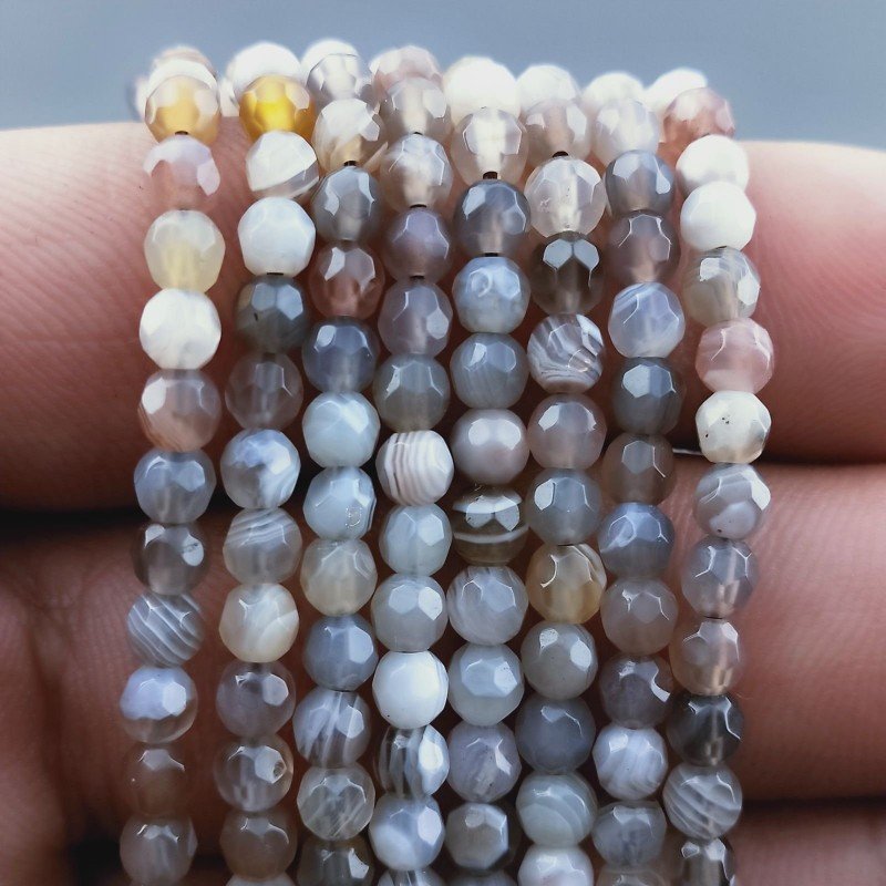 Agata Botswana Perline Forma Tondo Sfaccettato 04mm