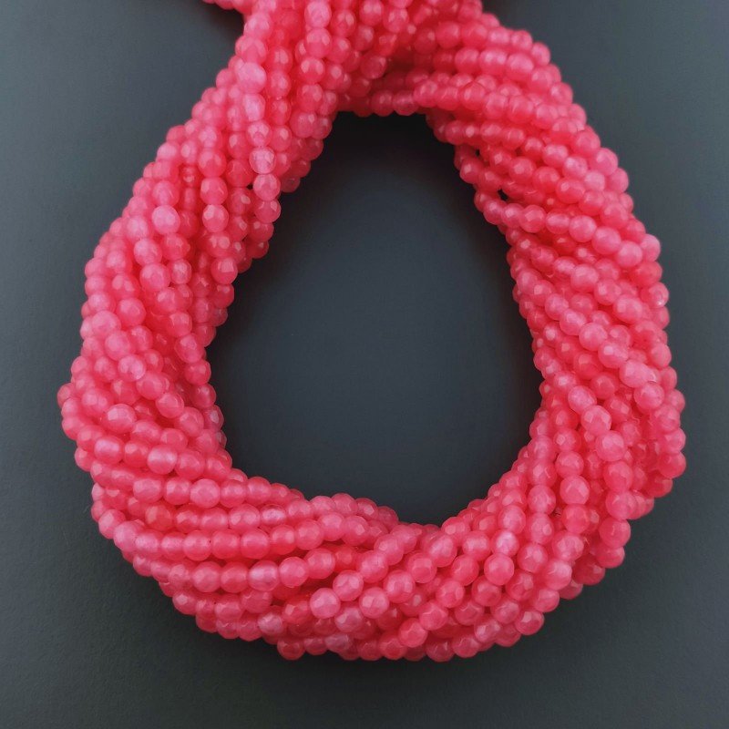 Giada Rosa Perline Forma Tondo Sfaccettato 03mm