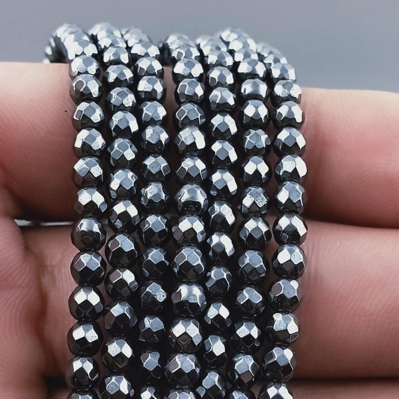 Ematite Naturale Perline Forma Tondo Sfaccettato 04mm