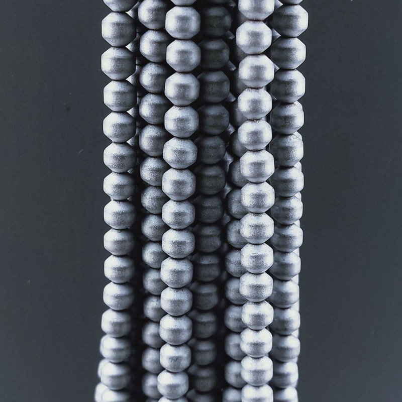 Ematite Argentato Perline Forma Tondo Liscio Satinato-Matte 04mm