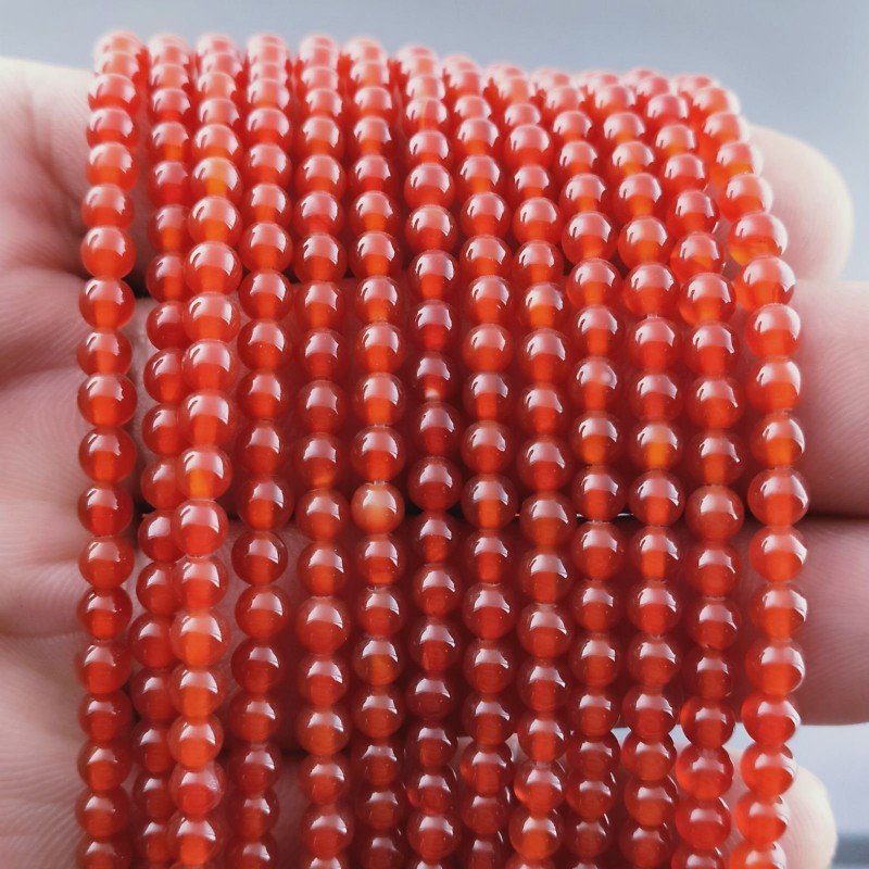 Corniola Perline Forma Tondo Liscio 04mm