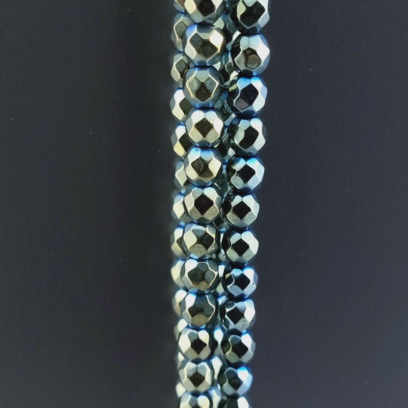 Ematite Verde Metallizato Perline Forma Tondo Sfaccettato 04mm